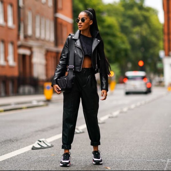 Lady wearing a leather jacket. Photo Cosmopolitan