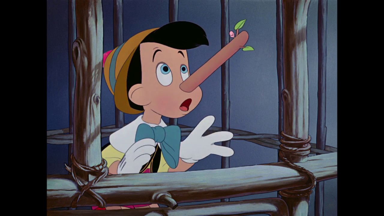 Pinocchio discovers lying makes his nose grows. Photo Disney Movies