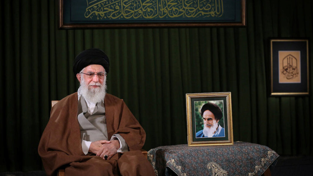 Iran’s Supreme Leader Ayatollah Ali Khamenei delivers a televised speech on the occasion of the Iranian New Year Nowruz, in Tehran