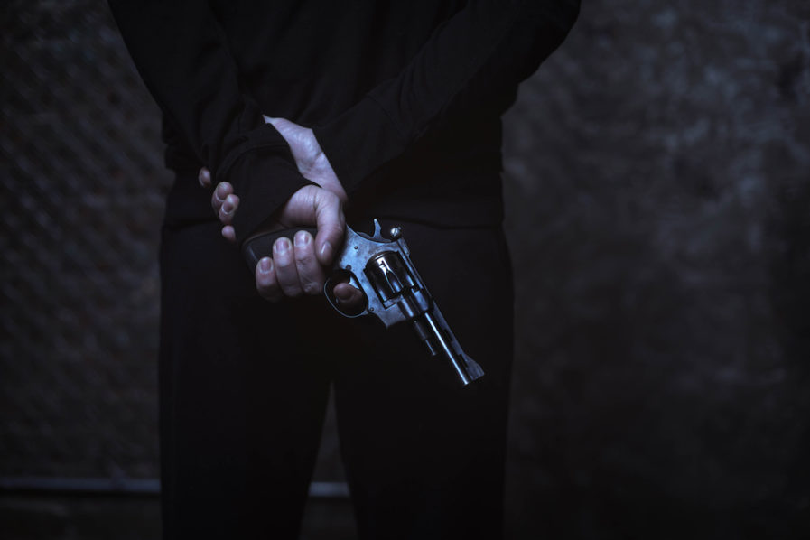 Patient dangerous man ready to shoot