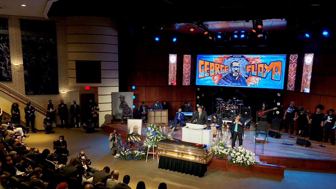 Memorial service for George Floyd, whose death at the hands of police sparked mass protests