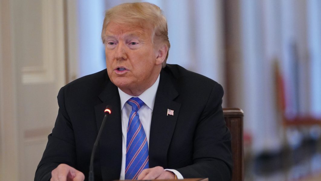 US President Donald Trump delivers remarks at the American Workforce Policy Advisory Board Meeting