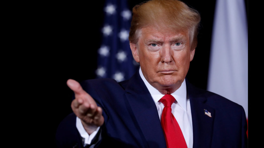 FILE PHOTO: U.S. President Trump gestures towards reporters during meeting with Japan’s Prime Minister Abe meets in New York City, New York