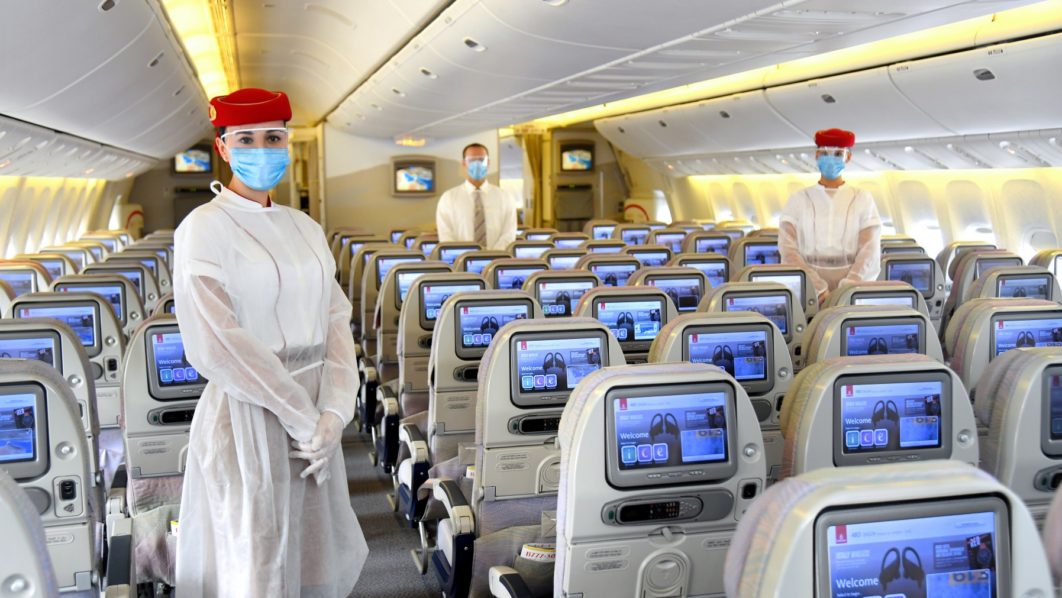 Emirates staff wearing PPE. Photo Emirates