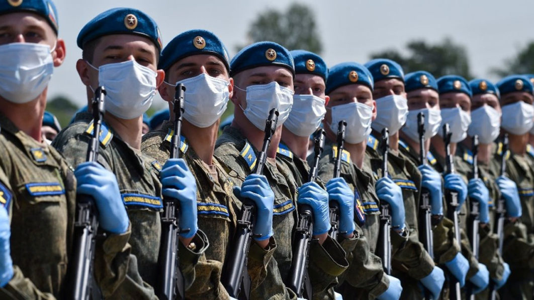Russian army hold a rehearsal ahead of postponed Victory Day parade outside Moscow