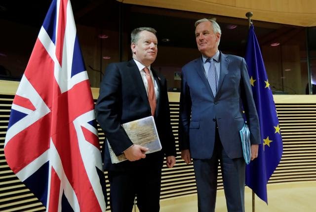 Michel Barnier and  David Frost
