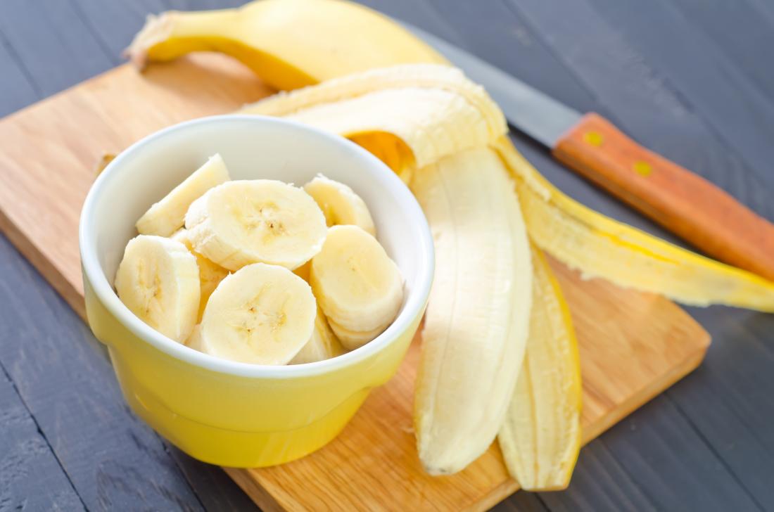 Bananas chopped up in a bowl. Photo Medical News Today