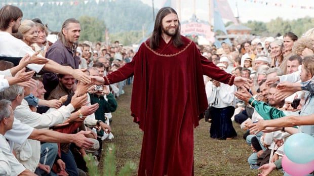 Vissarion, real name Sergei Torop, pictured greeting followers in 2002. Photograph: Ilya Naymushin/Reuters