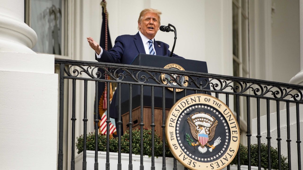 President Trump Delivers Speech To Supporters From White House Balcony