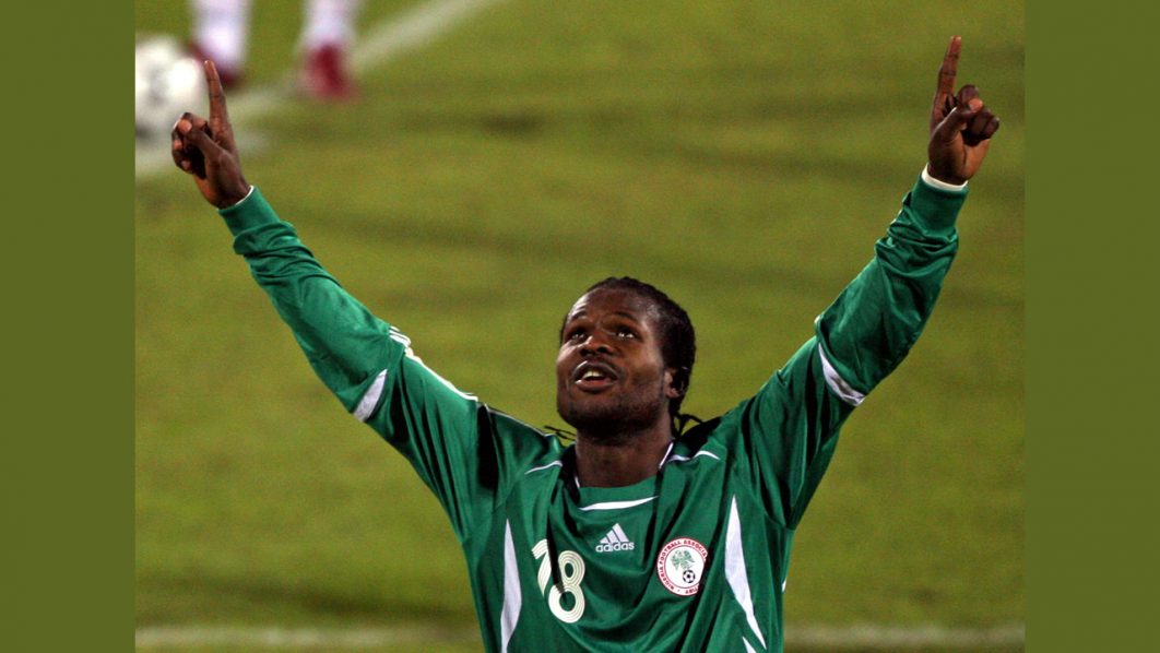 Nigeria’s Obodo celebrates his goal against Zimbabwe during their African Nations Cup in Port Said