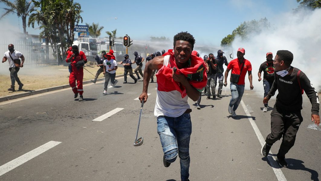 South African opposition party EFF protest against alleged racism in Cape Town