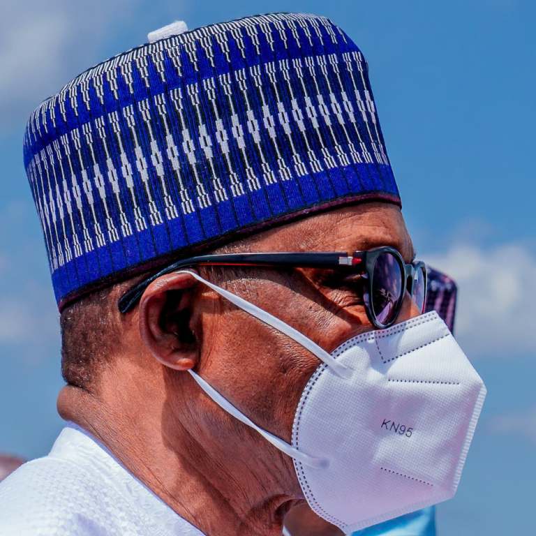 President Muhammadu Buhari wearing face mask