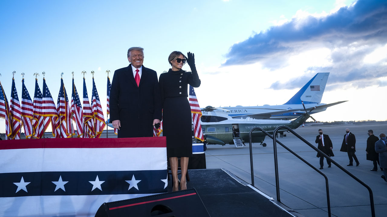 President Trump Departs For Florida At The End Of His Presidency