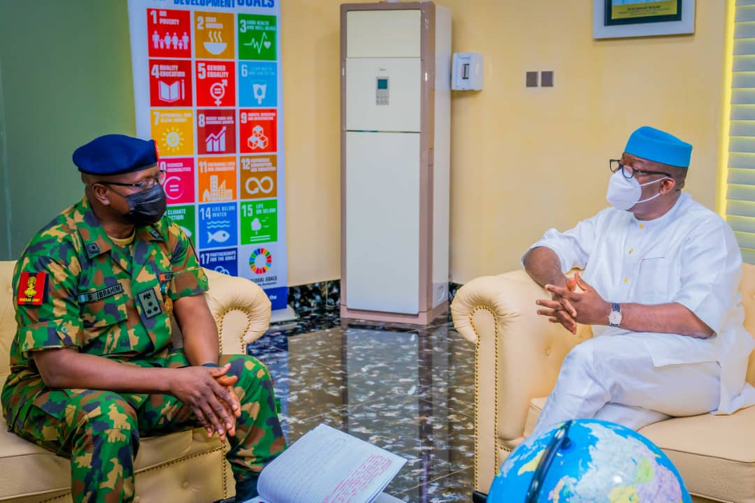 Ekiti State governor Kayode Fayemi with NYSC DG Shuaibu Ibrahim