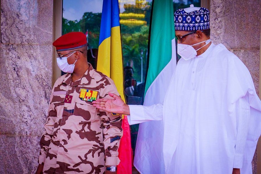 President Muhammadu Buhari with Chad military leader Gen. Mahamat Idris Deby Itno