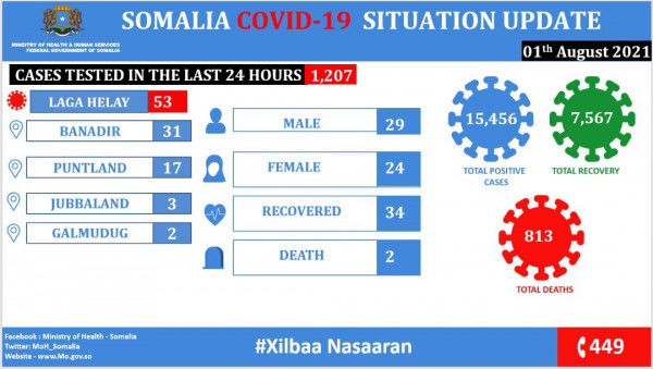 Coronavirus – Somalia: COVID-19 Situation Update (01 August 2021)