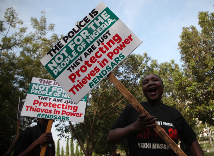 NIGERIA-DEMONSTRATION-POLICE