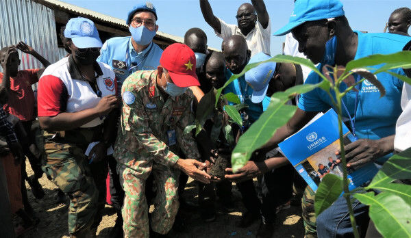 Trees symbolizing United Nations values planted in eight schools for displaced children in Bentiu