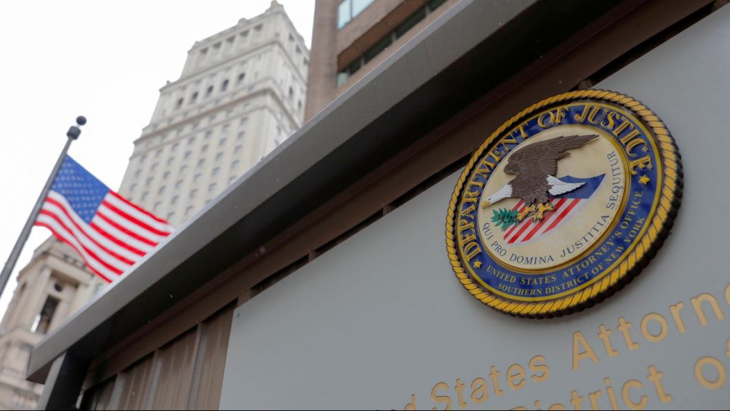 The crest of the United States Department of Justice (DOJ) is seen at their headquarters in Washington, May 10, 2021. REUTERS:Andrew Kelly