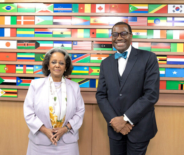 Ethiopian President Sahle-Work Zewde and African Development Bank chief Akinwumi Adesina discuss Ethiopia’s development priorities