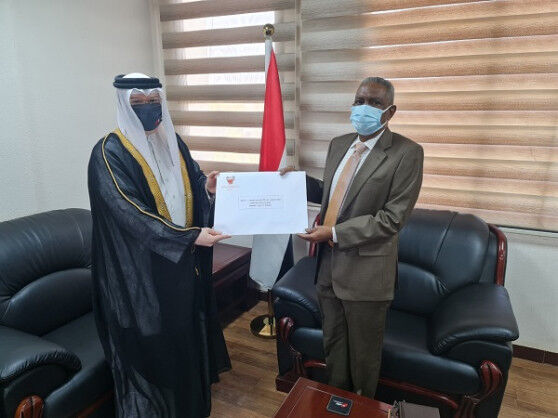 Ambassador Abdullah Rabia Saeed Rabia presents copy of credentials as Ambassador-Designate of Kingdom of Bahrain to Republic of Sudan