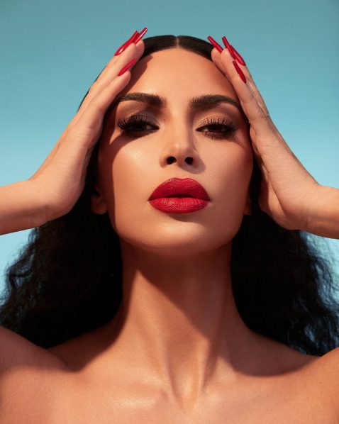 Kim Kardashian wears KKW Beauty Class Red Lipstick