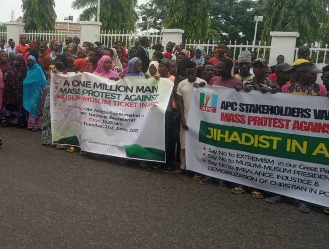 Protest on Tinubu running mate