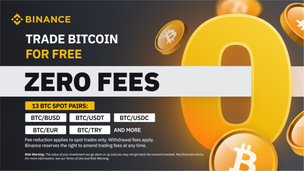 Binance Celebrates 5th Anniversary with Zero Bitcoin Trading Fees