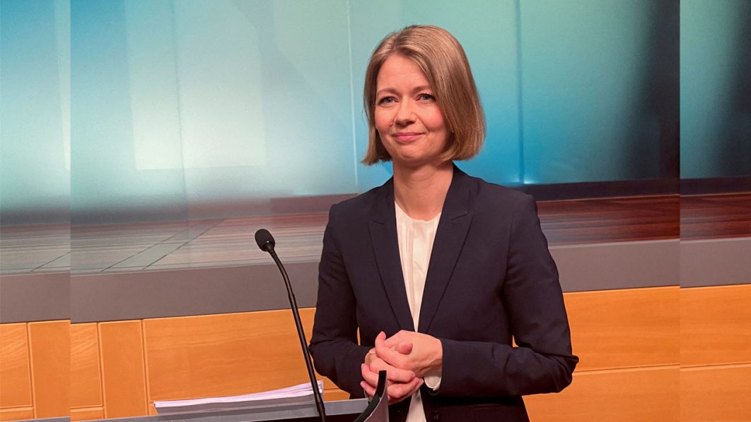 Norges Bank Governor Ida Wolden Bache holds news conference at the bank’s headquarters in Oslo