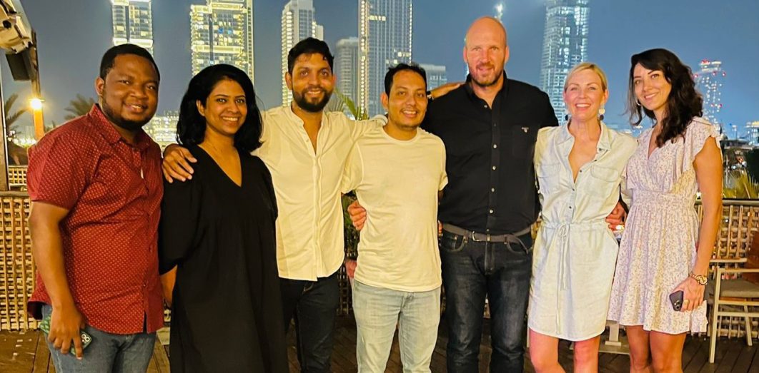 (L to R) Seun Methowe, Priyanka Nambiar, Jacob Joseph, Rohit Dosi, Mike Luscombe, Janette Hardman, and Nilay Yucedag