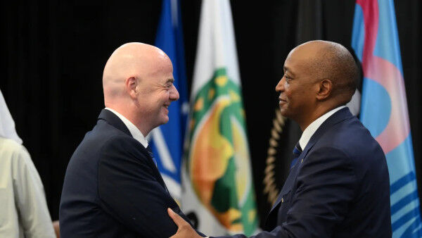 President Motsepe congratulates President Infantino on his re-election as FIFA President
