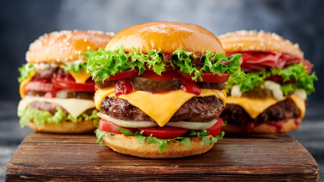 Fresh,Tasty,Burger,On,Dark,Background