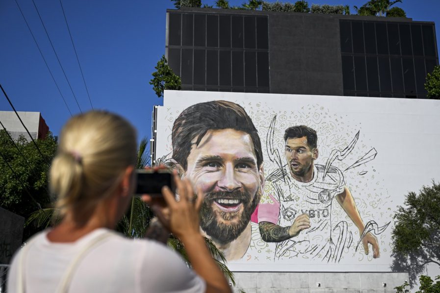 Giant Lionel Messi mural comes up in Wynwood, Miamis art district, as the city prepares for the Argentinian soccer superstar Inter Miami debuted