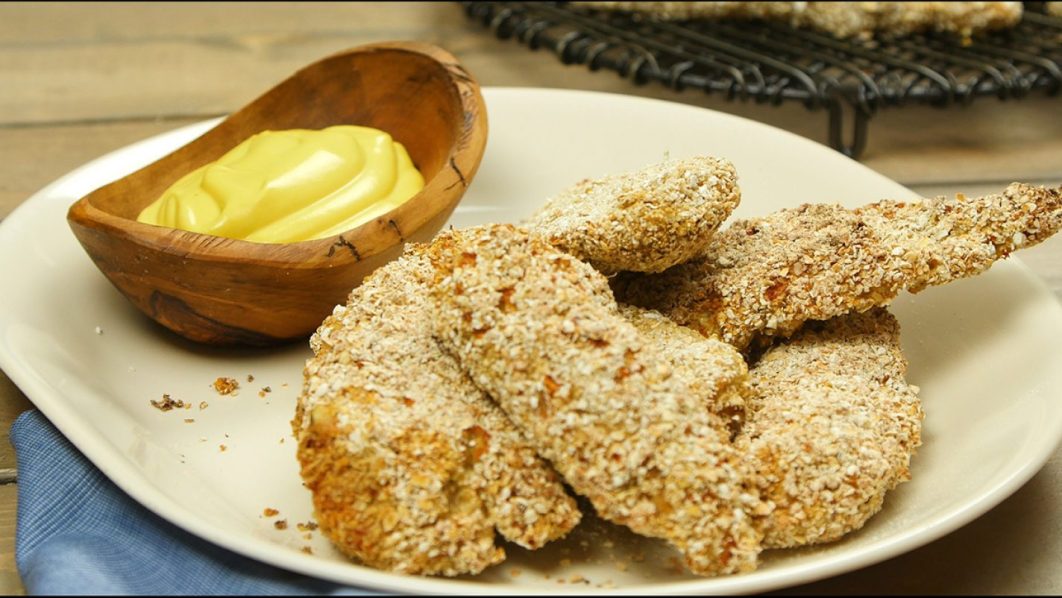 Baked-Oat-Crusted-Chicken-Fingers-Sweet-Mustard-Sauce-Photo-American-Heart-Association-Receipes-1424×802