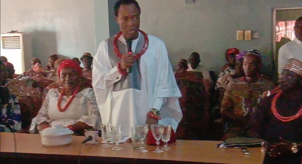 Amb. Prof. Uhomoibhi, addressing Edo central Traditional rulers in Ewatto, Edo state
