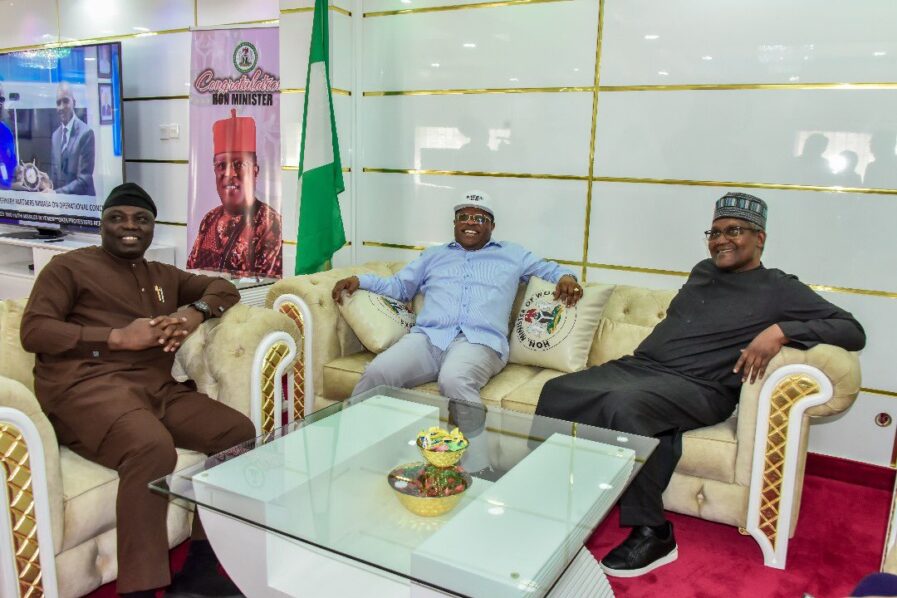 Minister of works David Umahi meet Dangote, Elumelu