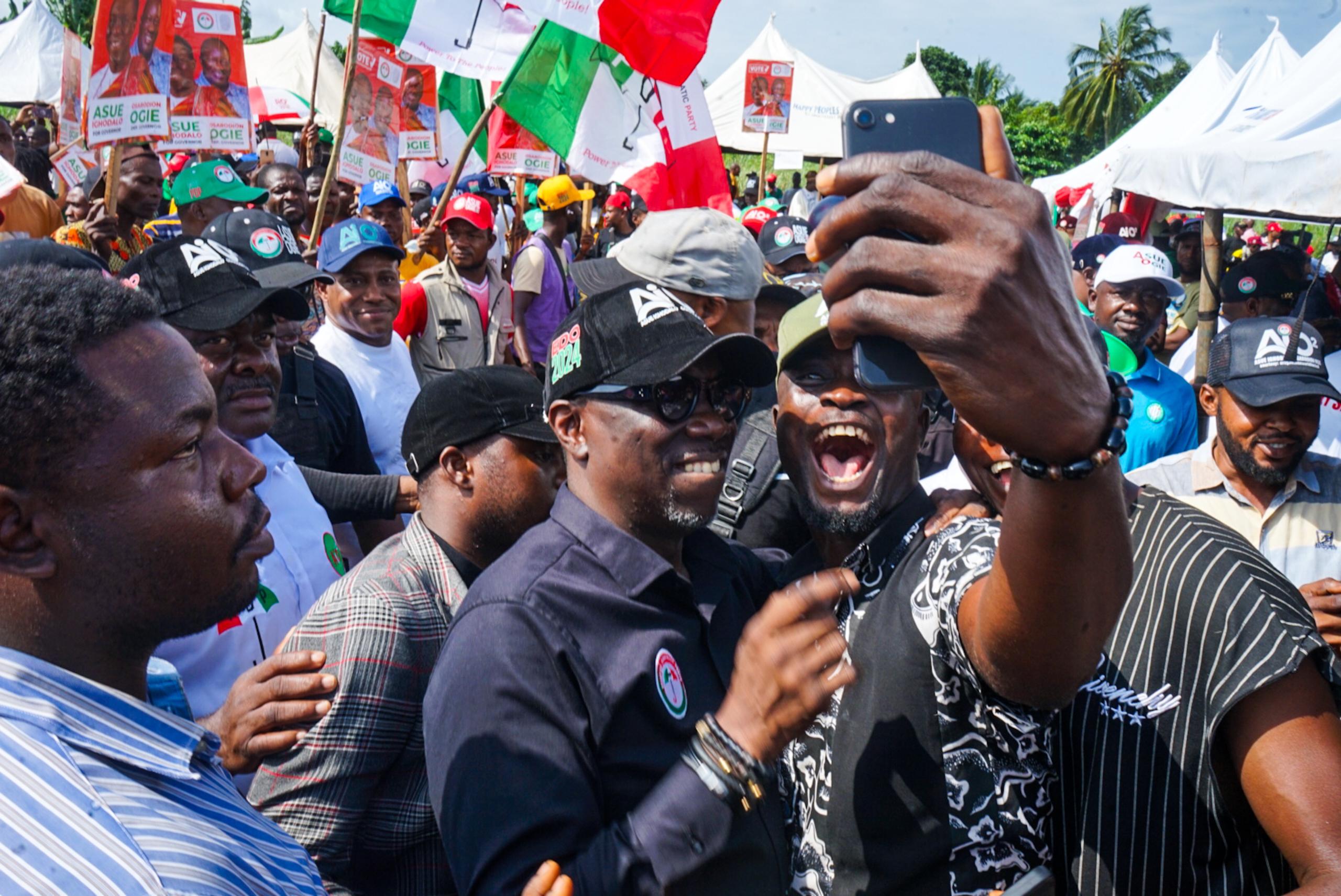 Asue Ighodalo during campaign for Edo governorship election