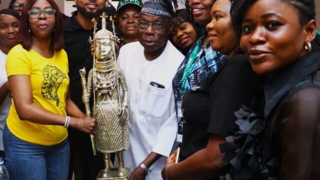 L-R: Cynthia Ikponmwosa, MD/CEO, LAPO Microfinance Bank; Dr. Abel Ovenseri, Head of Corporate Strategy, LAPO Microfinance Bank; Chief Olusegun Aremu Obasanjo, Former President of the Federal Republic of Nigeria; Faith Osazuwa-Ojo, Executive Director of Risk Management, and Dorcas Thorpe, Head of Corporate Planning, LAPO Microfinance Bank, at the bank’s Half-Year Business Review Retreat, held recently in Abeokuta.