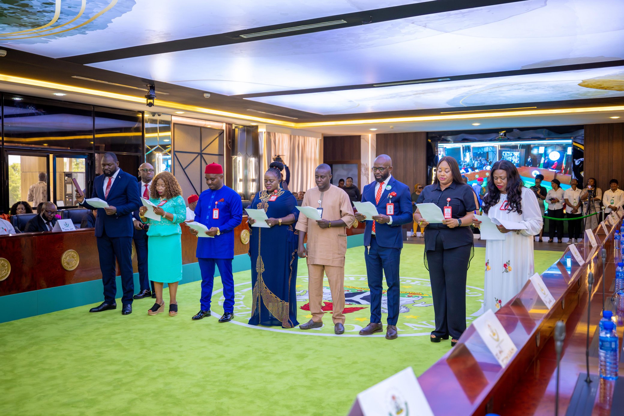 Enugu State Governor, Peter Mbah, on Monday, swore in the 17 newly elected local government chairmen and their deputies