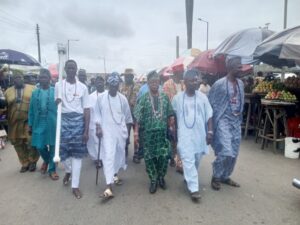 Badagry traditional rulers at Agbalata market, on Saturday
