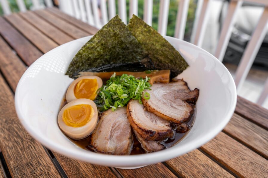 Pork meat, egg and vegetables photo from Pexels