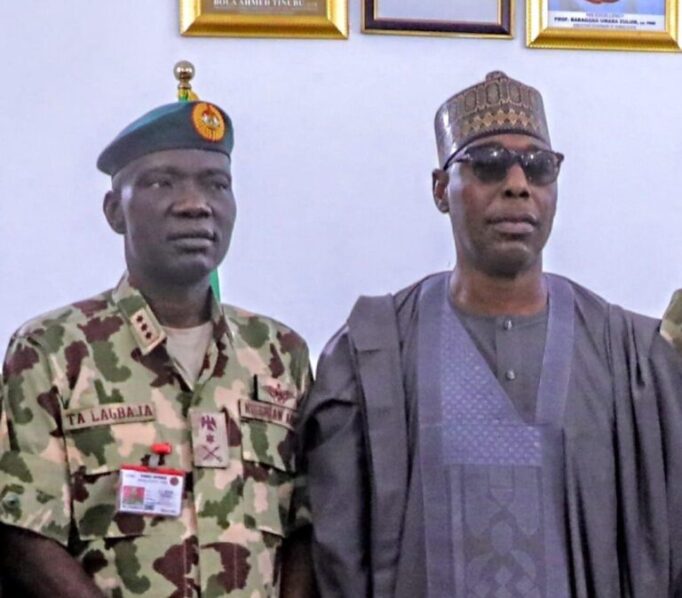 Governor Babagana Zulum of Borno State and late Let.-Gen. Taoreed Lagbaja