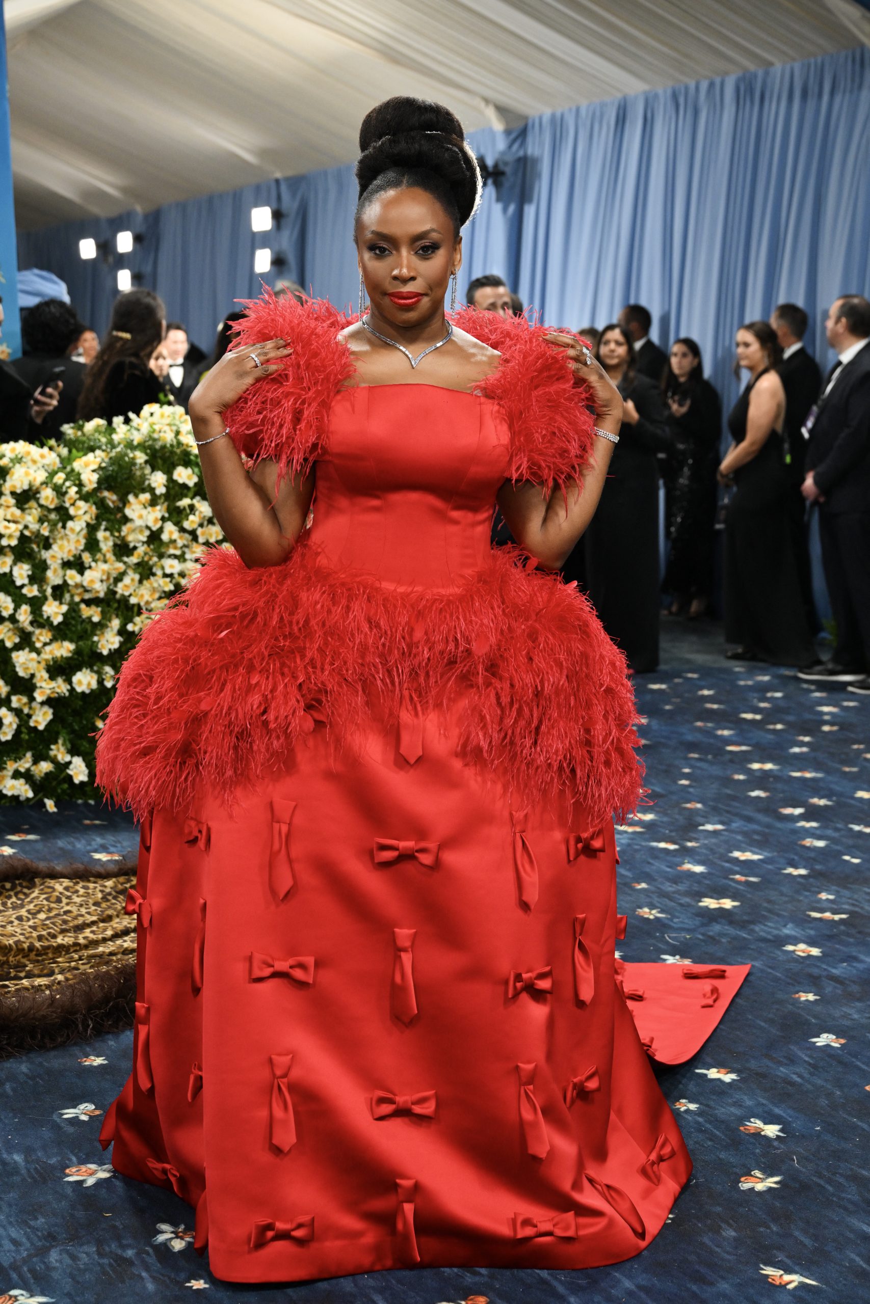 Nigerian author Chimamanda Ngozi Adichie arrives for the 2025 Met Gala at the Metropolitan Museum of Art on May 5, 2025, in New York. The Gala raises money for the Metropolitan Museum of Art's Costume Institute. The 2025 Met Gala is themed "Tailored for You," aligning with the Costume Institutes exhibition, "Superfine: Tailoring Black Style," set to open to the public on May 10. (Photo by Angela WEISS / AFP)
