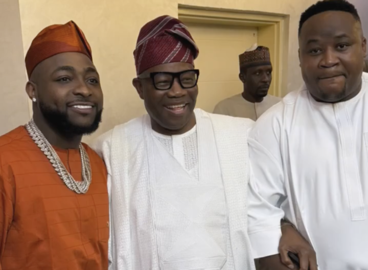 Davido, Cubana Chief Priest visit Senate President Akpabio in Abuja