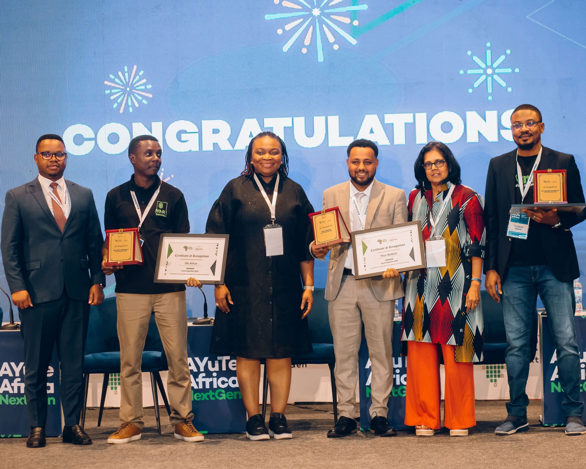 2024 AYuTe NextGen winners with leaders of Heifer International