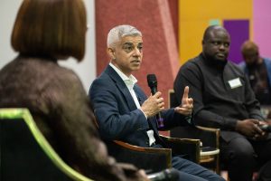 Mayor of London, Sadiq Khan, speaks during a creative industry session in Lagos