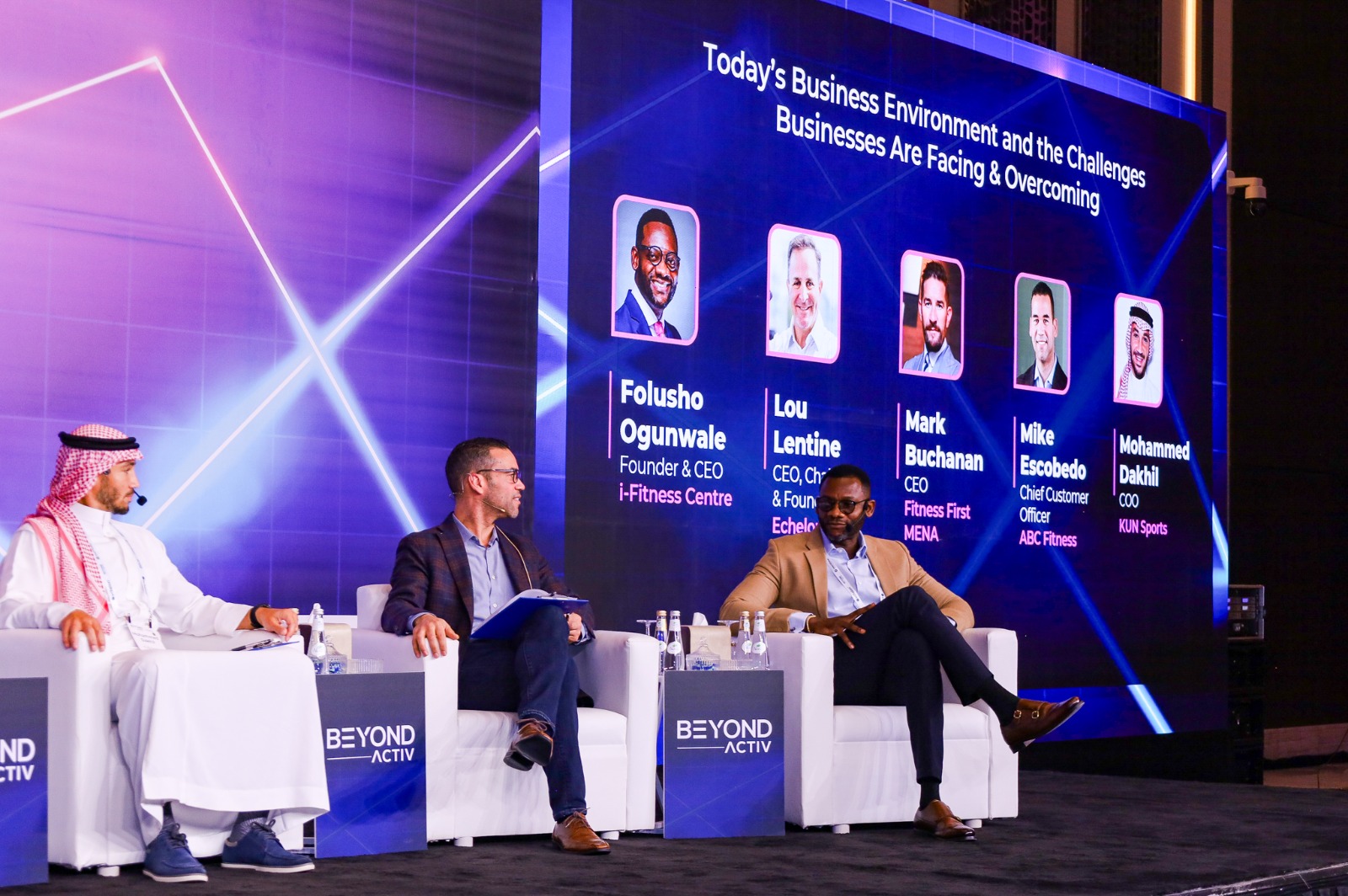 Chief Operating Officer, KUN Sports, Saudi Arabia, Mr Mohammed Dakhil (left); Chief Customer Officer, ABC Fitness, Texas, USA, Mike Escobedo; and Founder and CEO of i-Fitness Centre, Nigeria, Mr Foluso Ogunwale at The Beyond Activ EMEA Conference, held in Saudi Arabia, recently