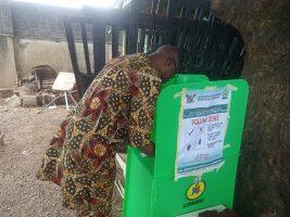 The Chief of Staff to Lagos State Governor, Mr. Tayo Ayinde casting is vote in his polling unit in Ikeja GRA.