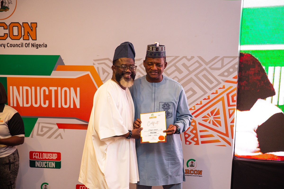 L-R: Mr. Gerald Osugo (CMO, Nile University) and Mr. Olalekan Fadolapo (DG, ARCON), during the ARCON Induction Ceremony.
