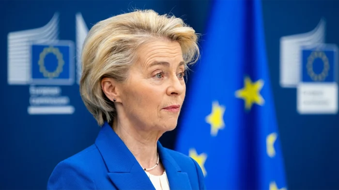 President of the European Commission Ursula von der Leyen gives a press conference